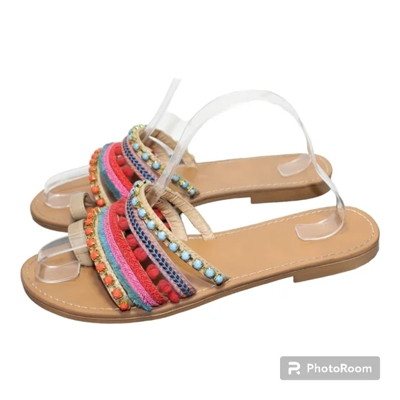 MOSSIMO Supply Co Strapy Colorful Flat Sandals - Picture 2 of 9